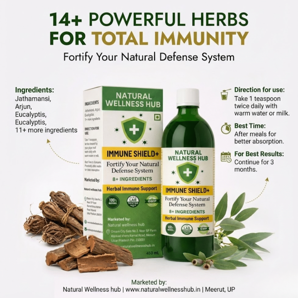 natural wellness hub immune shield juice
ayurvedic immunity booster herbal drink
herbal immune support supplement
natural herbal immunity tonic
ayurvedic immune shield formula