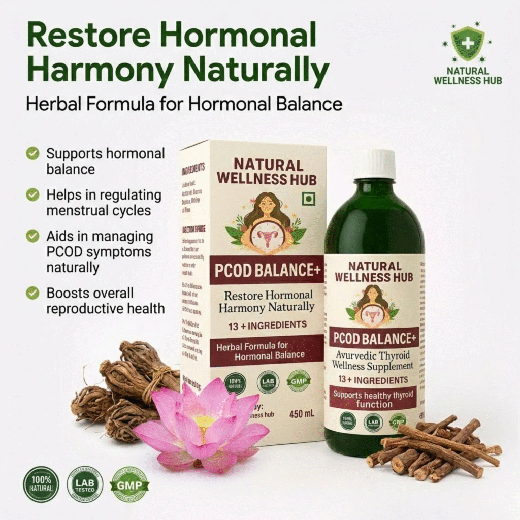 pcod herbal juice natural wellness hub, ayurvedic pcod balance supplement, herbal hormone balance drink, natural women's wellness supplement, ayurvedic pcod herbal formula,